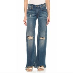 R13 Jane Wide legged frayed jeans